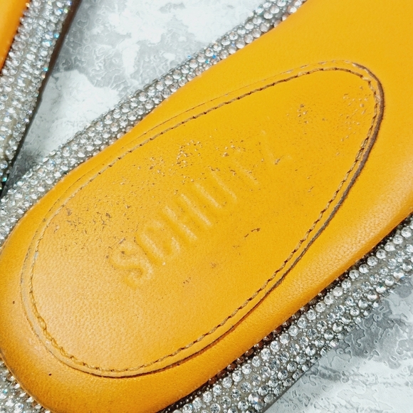 Schutz Alicina Slide in Bright Tangerine Orange Silver Crystal Sandal E205 - Picture 11 of 14